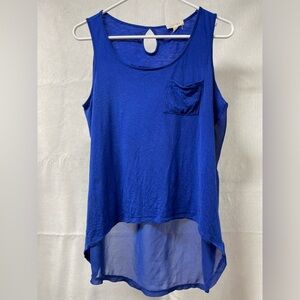 E (hanger) M Anthropologie tank blue, sheer back
